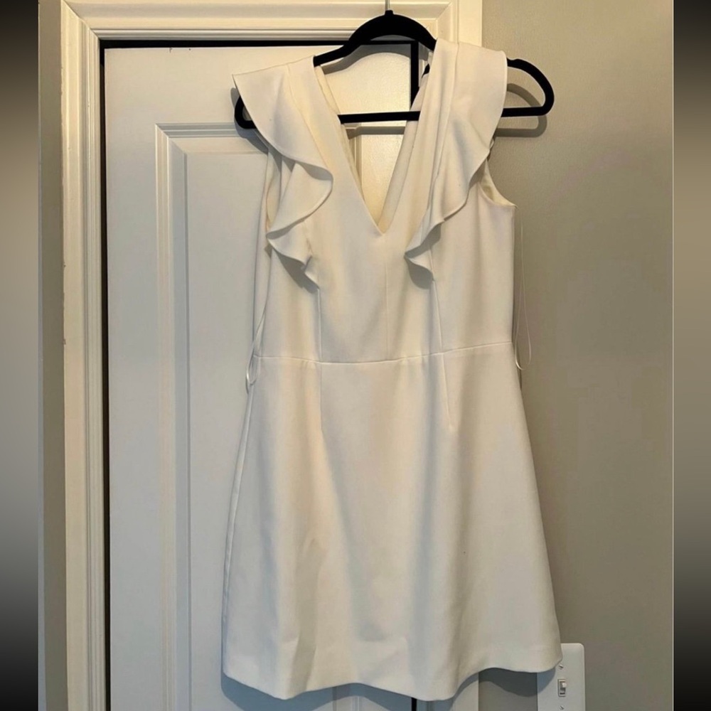 French Connection Cream Ruffle Mini Dress